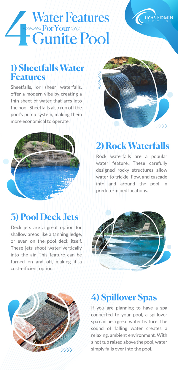 water features for a gunite pool