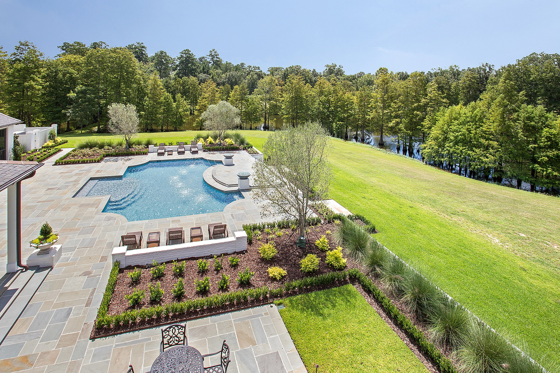 overview of gunite pool with landscape