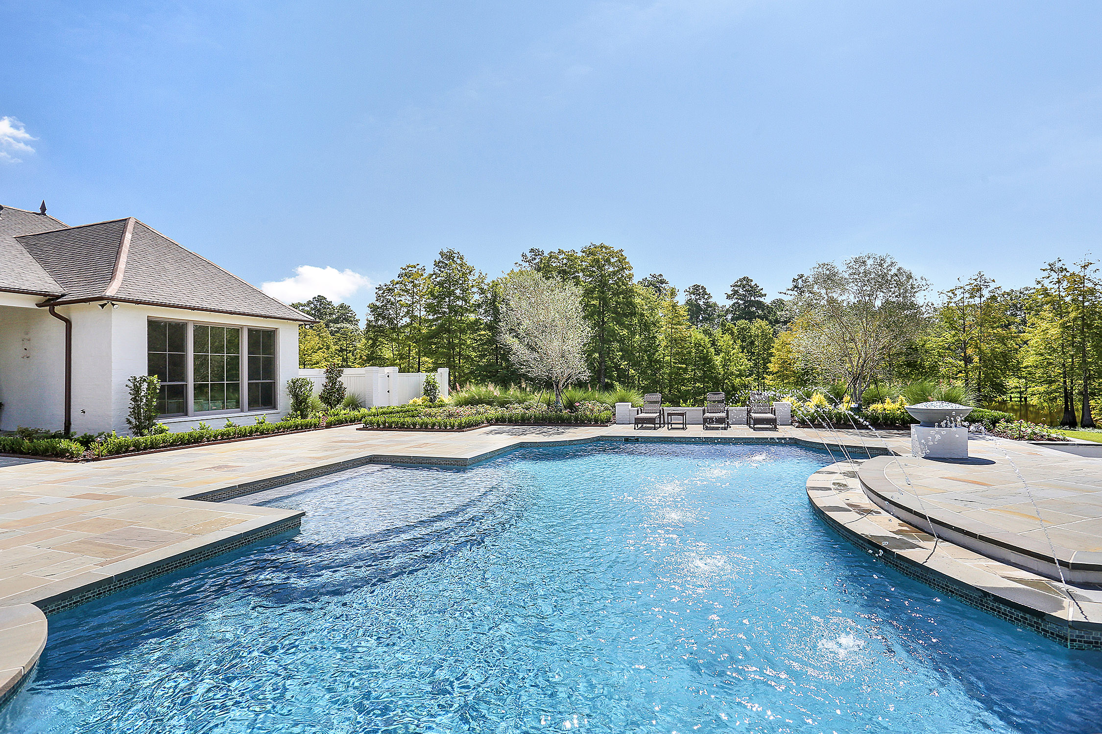 freeform pool with water features