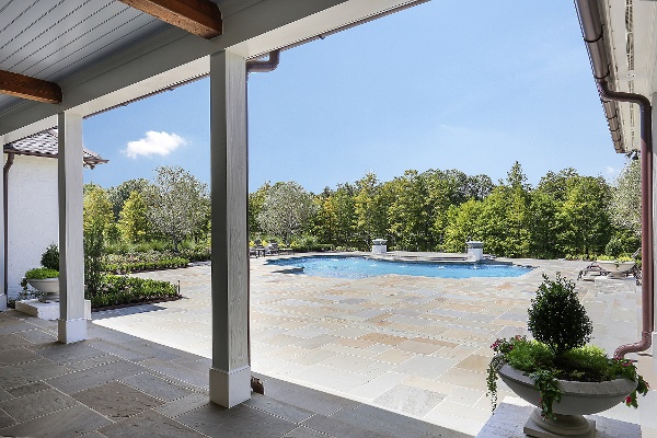 view of pool from house