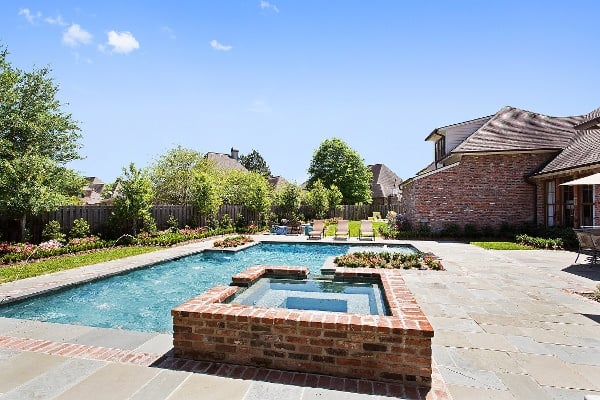 gunite pool with brick